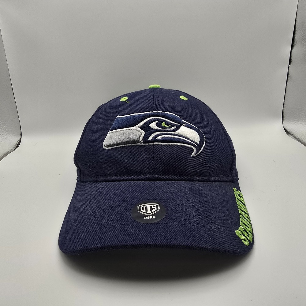Seattle Seahawks NFL OTS All-Star Adjustable Hat Navy Blue Green OSFA Cap NWT
